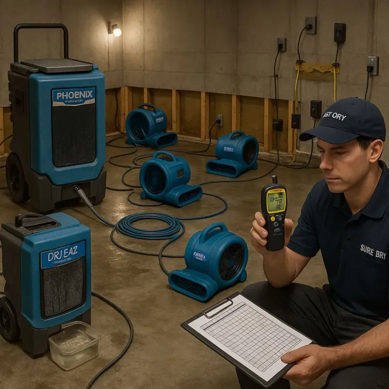 Structural Drying and Dehumidification process in Cameron, TX